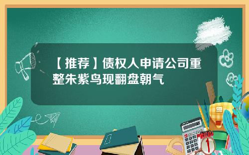 【推荐】债权人申请公司重整朱紫鸟现翻盘朝气