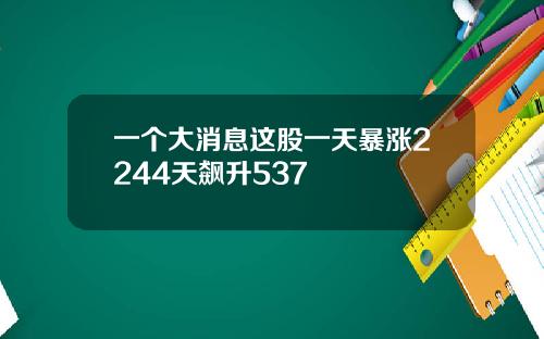 一个大消息这股一天暴涨2244天飙升537