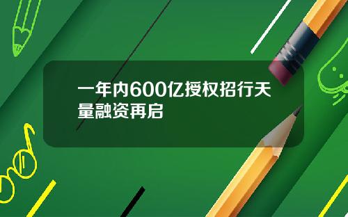 一年内600亿授权招行天量融资再启