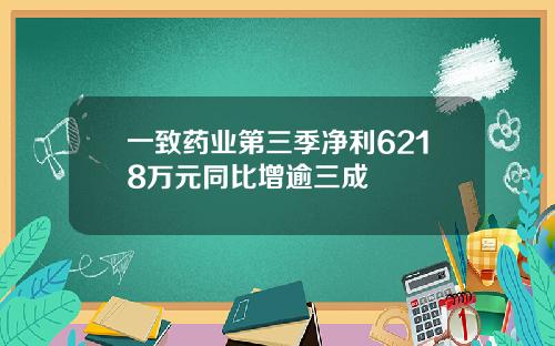 一致药业第三季净利6218万元同比增逾三成