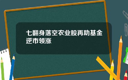 七翻身落空农业股再助基金逆市领涨