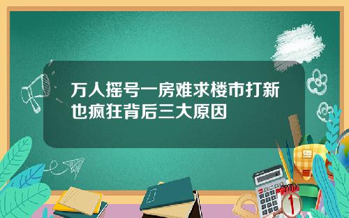 万人摇号一房难求楼市打新也疯狂背后三大原因