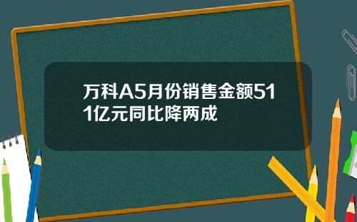 万科A5月份销售金额511亿元同比降两成