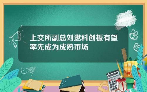 上交所副总刘逖科创板有望率先成为成熟市场