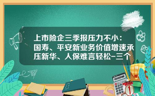 上市险企三季报压力不小：国寿、平安新业务价值增速承压新华、人保难言轻松-三个月多少fyc是有效人力