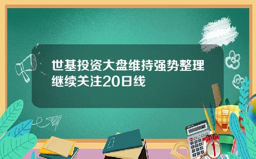 世基投资大盘维持强势整理继续关注20日线