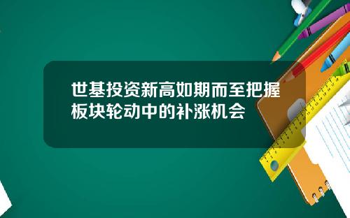 世基投资新高如期而至把握板块轮动中的补涨机会