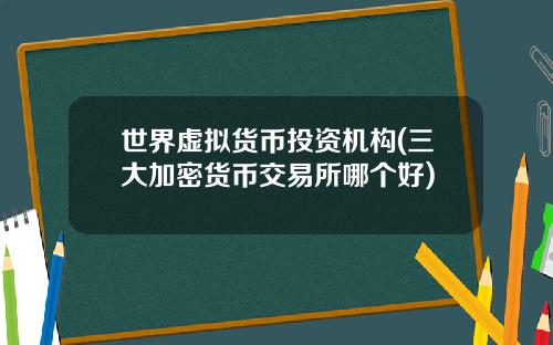 世界虚拟货币投资机构(三大加密货币交易所哪个好)