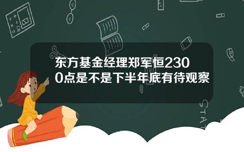 东方基金经理郑军恒2300点是不是下半年底有待观察