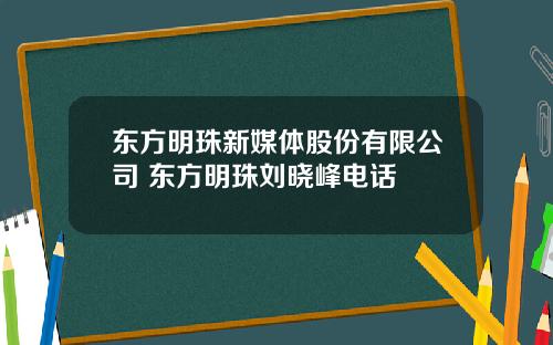 东方明珠新媒体股份有限公司 东方明珠刘晓峰电话