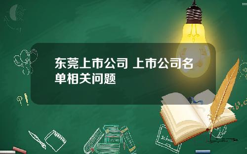 东莞上市公司 上市公司名单相关问题