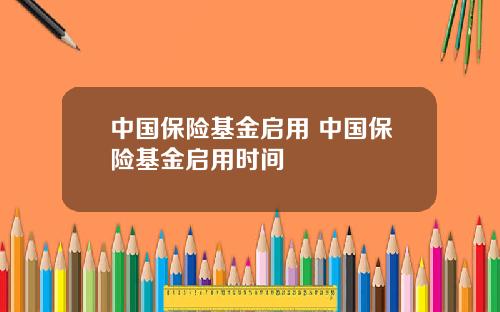 中国保险基金启用 中国保险基金启用时间