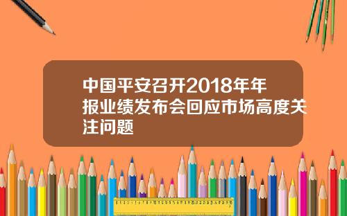 中国平安召开2018年年报业绩发布会回应市场高度关注问题