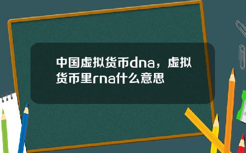 中国虚拟货币dna，虚拟货币里rna什么意思