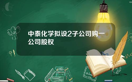 中泰化学拟设2子公司购一公司股权