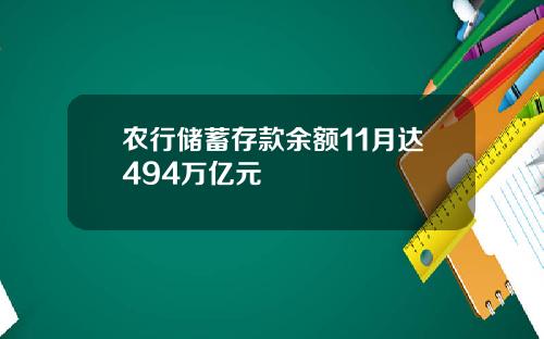 农行储蓄存款余额11月达494万亿元