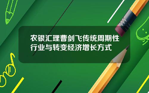 农银汇理曹剑飞传统周期性行业与转变经济增长方式