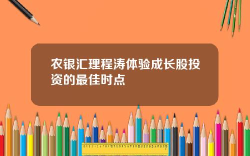 农银汇理程涛体验成长股投资的最佳时点