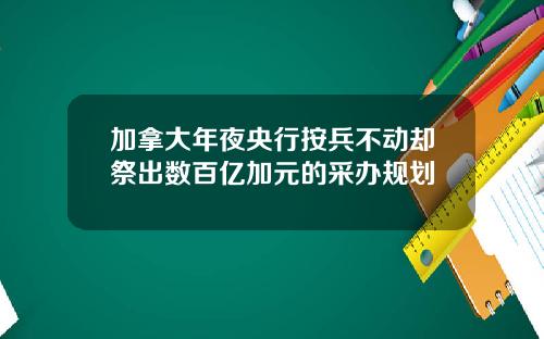 加拿大年夜央行按兵不动却祭出数百亿加元的采办规划