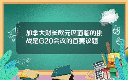 加拿大财长欧元区面临的挑战是G20会议的首要议题