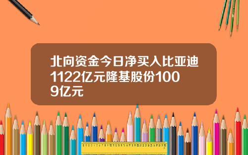 北向资金今日净买入比亚迪1122亿元隆基股份1009亿元