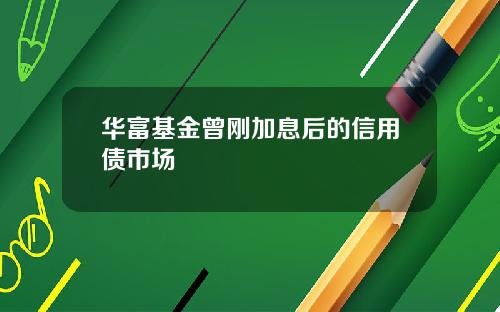 华富基金曾刚加息后的信用债市场