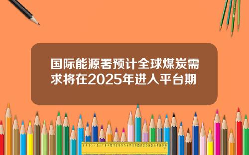 国际能源署预计全球煤炭需求将在2025年进入平台期