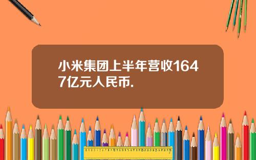 小米集团上半年营收1647亿元人民币.