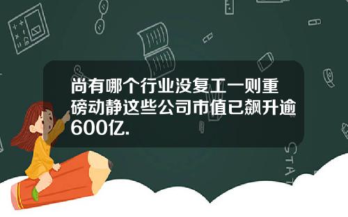 尚有哪个行业没复工一则重磅动静这些公司市值已飙升逾600亿.