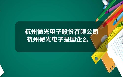 杭州微光电子股份有限公司 杭州微光电子是国企么