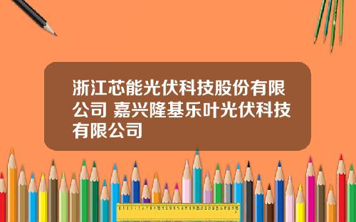 浙江芯能光伏科技股份有限公司 嘉兴隆基乐叶光伏科技有限公司