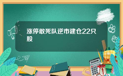 涨停敢死队逆市建仓22只股