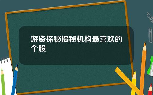 游资探秘揭秘机构最喜欢的个股