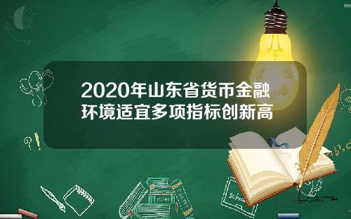 2020年山东省货币金融环境适宜多项指标创新高