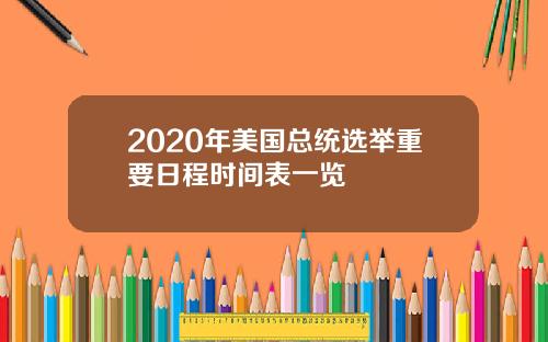 2020年美国总统选举重要日程时间表一览