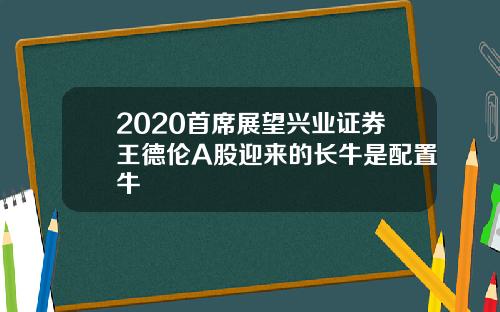 2020首席展望兴业证券王德伦A股迎来的长牛是配置牛