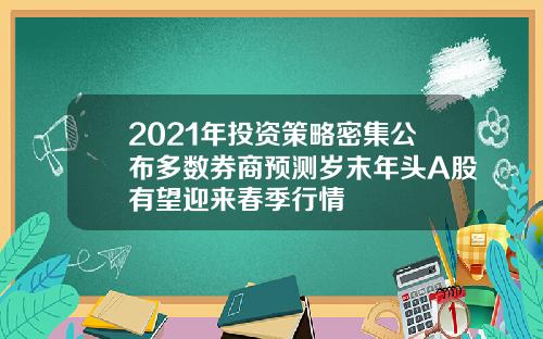 2021年投资策略密集公布多数券商预测岁末年头A股有望迎来春季行情