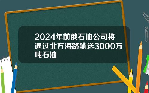 2024年前俄石油公司将通过北方海路输送3000万吨石油