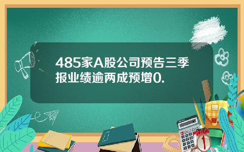 485家A股公司预告三季报业绩逾两成预增0.