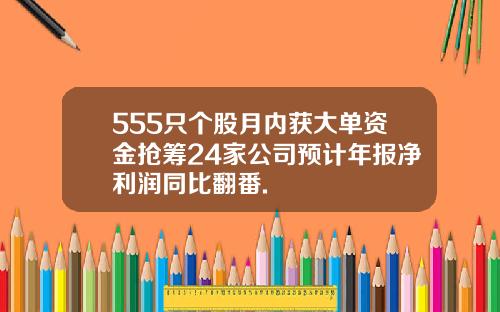 555只个股月内获大单资金抢筹24家公司预计年报净利润同比翻番.