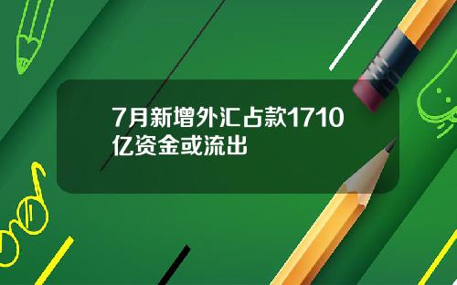 7月新增外汇占款1710亿资金或流出