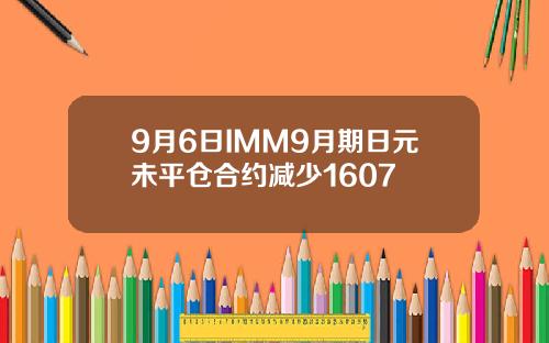 9月6日IMM9月期日元未平仓合约减少1607