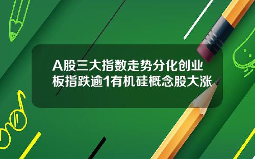 A股三大指数走势分化创业板指跌逾1有机硅概念股大涨