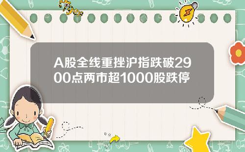 A股全线重挫沪指跌破2900点两市超1000股跌停