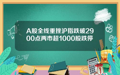 A股全线重挫沪指跌破2900点两市超1000股跌停