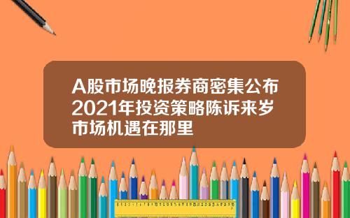 A股市场晚报券商密集公布2021年投资策略陈诉来岁市场机遇在那里