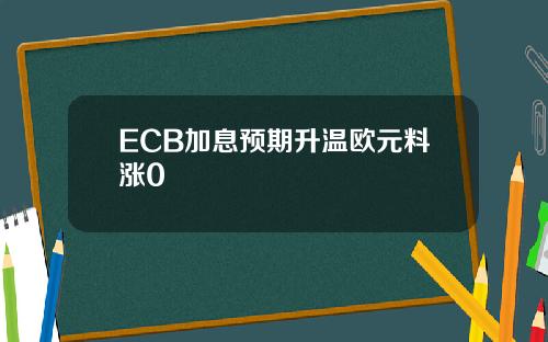 ECB加息预期升温欧元料涨0