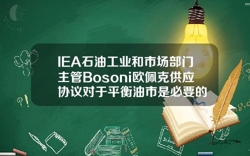 IEA石油工业和市场部门主管Bosoni欧佩克供应协议对于平衡油市是必要的