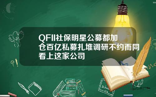 QFII社保明星公募都加仓百亿私募扎堆调研不约而同看上这家公司