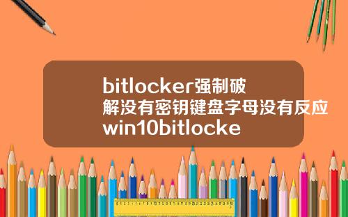 bitlocker强制破解没有密钥键盘字母没有反应win10bitlocker强制破解没有密钥